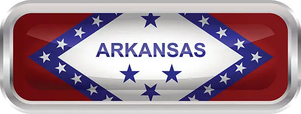 Vector illustration of Glossy Button - Flag of Arkansas