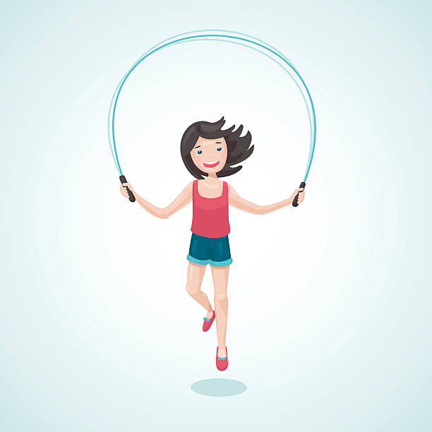 istock Young girl is jumping with a jump rope. 537869278