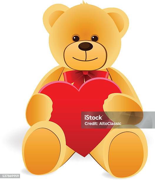 Teddy Bear Stock Illustration - Download Image Now - Heart Shape, Teddy Bear, 2015