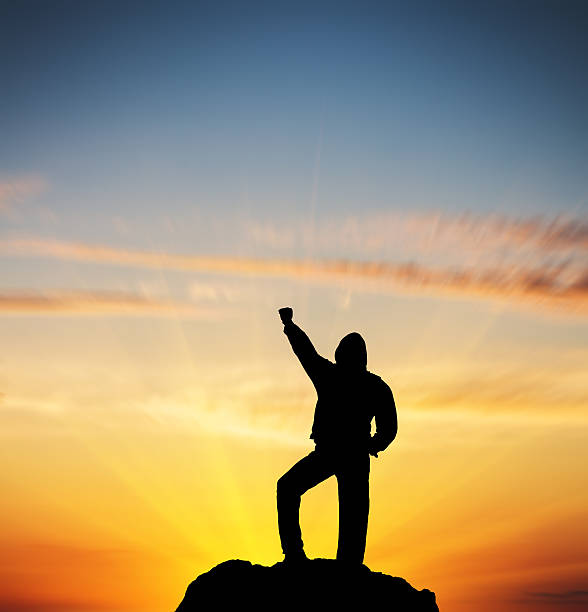 istock Man on peak of mountain. 537870151