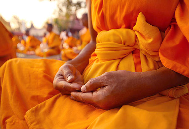 istock Buddhist monk hand detail, the monk 537870285