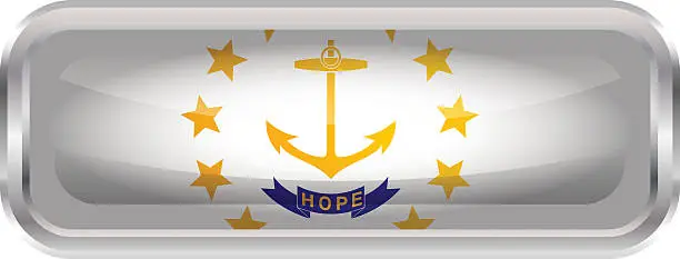 Vector illustration of Glossy Button - Flag of Rhode Island