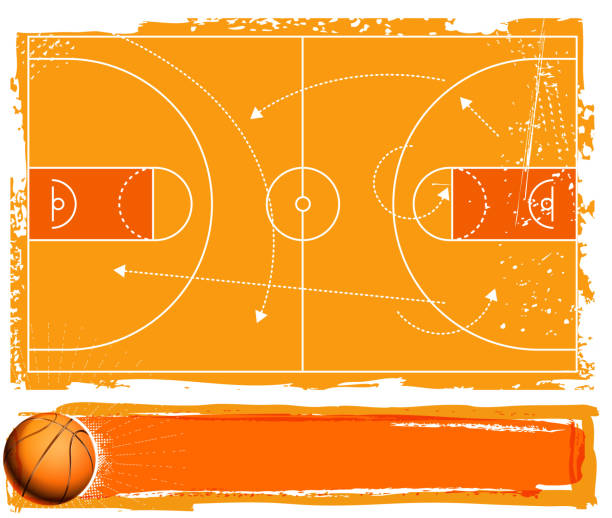 ilustrações de stock, clip art, desenhos animados e ícones de banner de basquetebol - quadra desportiva