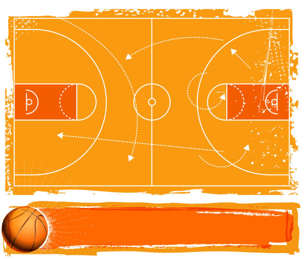 basketball banner design of vector basketball field banner.This file was recorded with adobe illustrator cs4 transparent. EPS10 format. gym borders stock illustrations