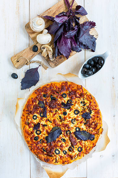 istock Pizza with sausage and cheese. View from above. 537870546