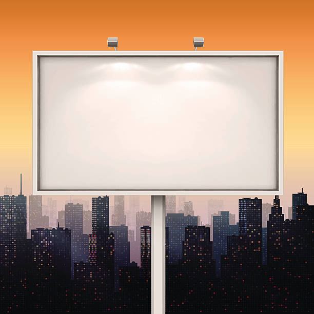 город рекламный щит - billboard posting commercial sign billboard placard stock illustrations