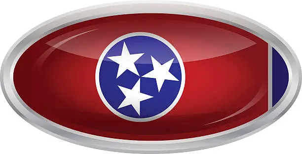 Vector illustration of Glossy Button - Flag of Tennessee