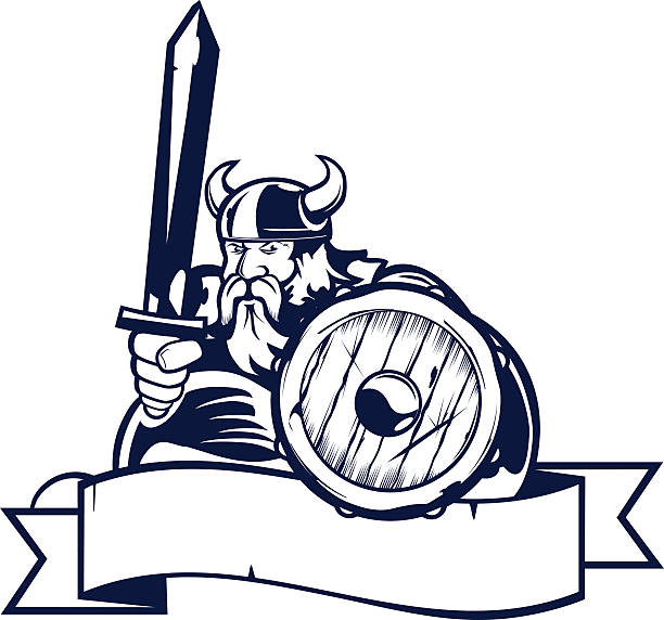 Viking mascotte-une couleur - Illustration vectorielle