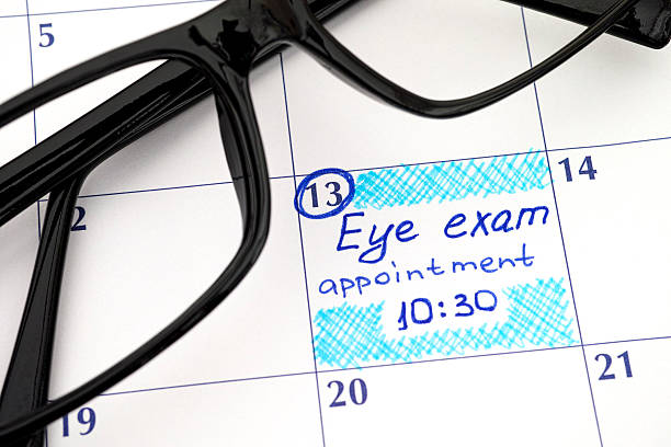 Reminder Eye exam appointment in calendar with glasses