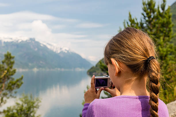 istock Girl taking photo with compact camera 537872148