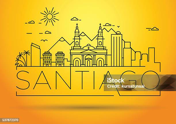 Minimal City Linear Skyline With Typographic Design Stock Illustration - Download Image Now