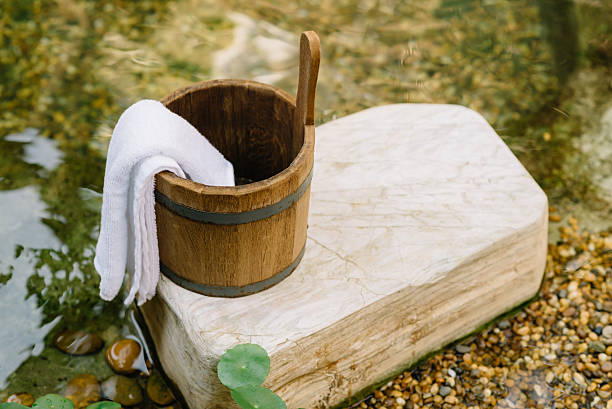 istock Onsen series : Wooden bucket 537874370