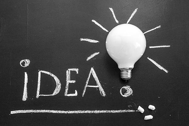 istock Title Idea! written by chalk and light bulb on chalkboard 537876036