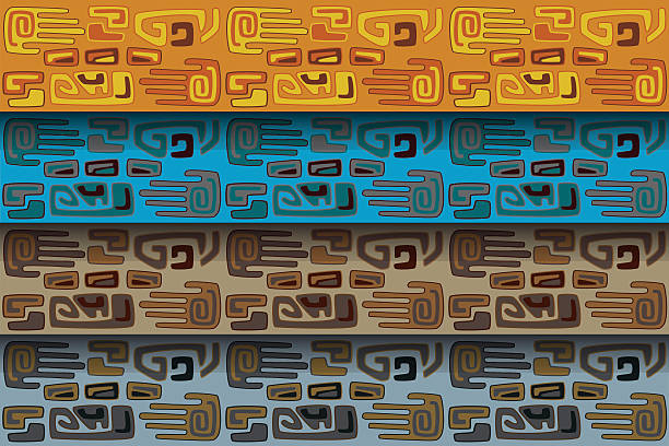 tribal pattern in different color ranges vector art illustration
