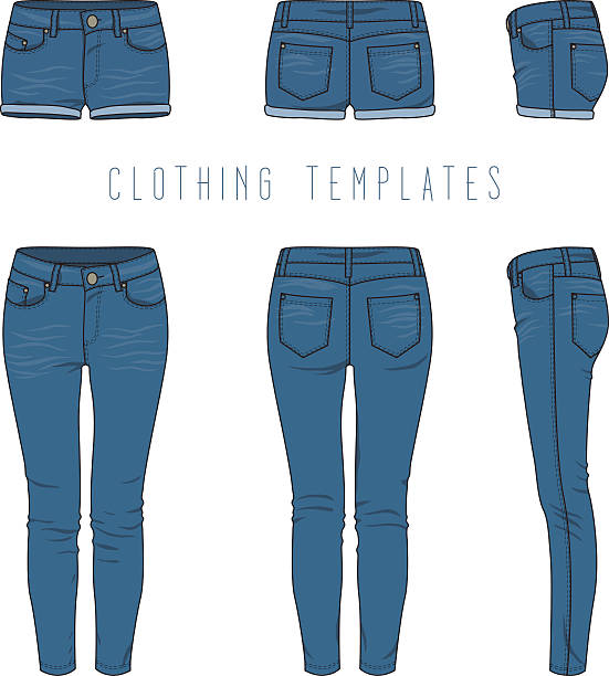 illustrazioni stock, clip art, cartoni animati e icone di tendenza di donna con jeans e pantaloncini. - shorts