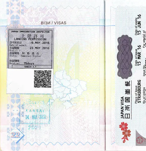 Visa and immigration stamps of Japan, Haneda and Kansai airports