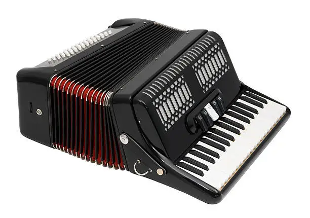 Black Accordion Isolated on a White Background