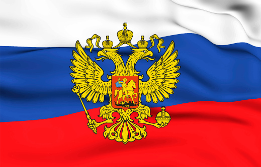 Russian flag waving in the wind. High quality illustration.