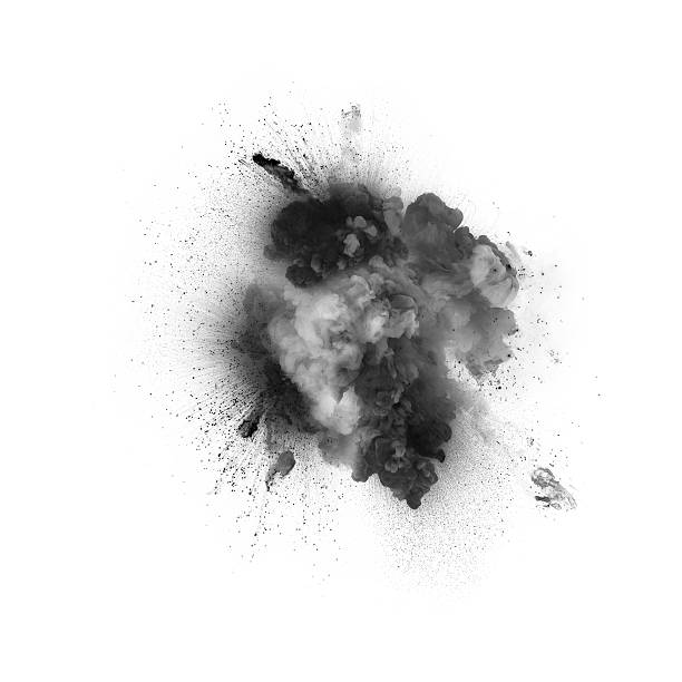 black explosion, isoliert auf weißem hintergrund - smoke black abstract white stock-fotos und bilder