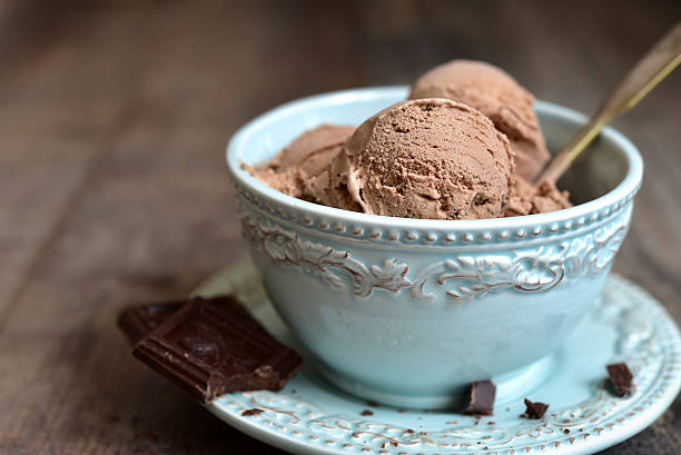 istock Chocolate ice cream in a vintage bowl. 537883662