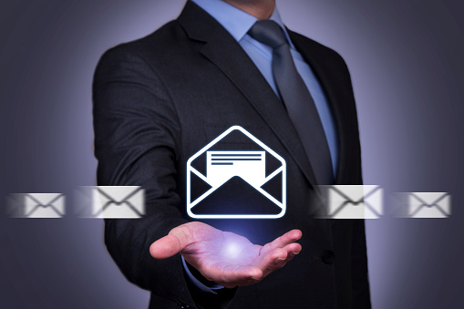 Email Communication Visualisation Email Drawing On Visual Screen Communication Concept Stock Photo ...