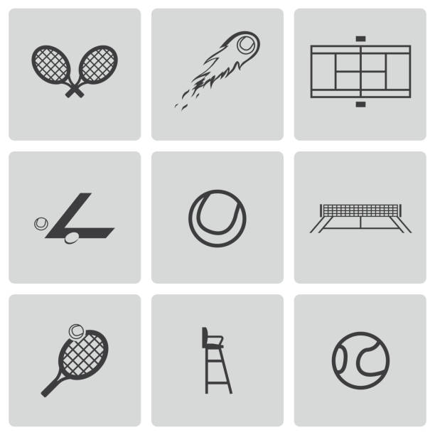 vektor schwarz-icon-set - tennis wimbledon award sign stock-grafiken, -clipart, -cartoons und -symbole