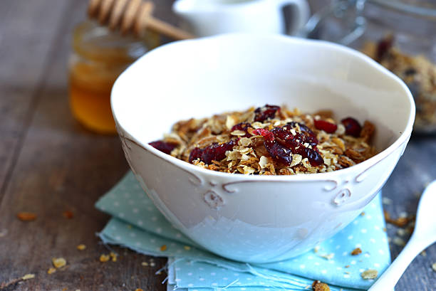 istock Homemade granola in a white bowl for a breakfast. 537886810