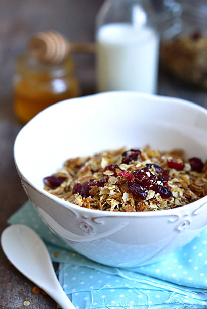 istock Homemade granola in a white bowl for a breakfast. 537887112