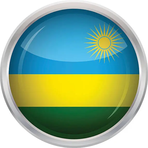 Vector illustration of Glossy Button - Flag of Rwanda