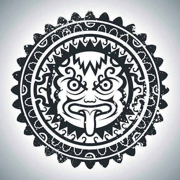 ilustraciones, imágenes clip art, dibujos animados e iconos de stock de máscara del inca - guerrero azteca