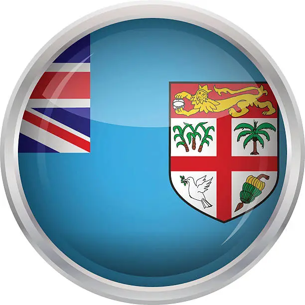 Vector illustration of Glossy Button - Flag of Fiji