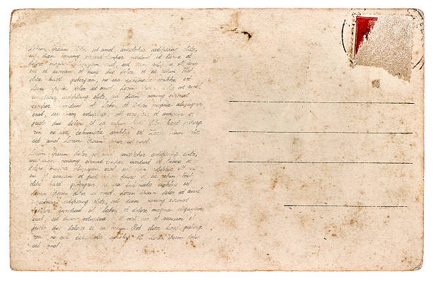istock Used postcard. Vintage paper sheet handwritten text 537890324