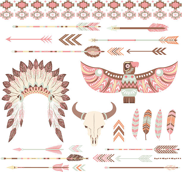 illustrazioni stock, clip art, cartoni animati e icone di tendenza di tribale/indiano collezioni di clip art - indian ethnicity ethnic indigenous culture indian culture