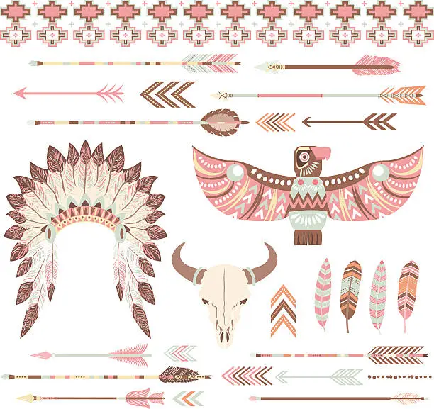 Vector illustration of Tribal /Indian Clip Art Collections