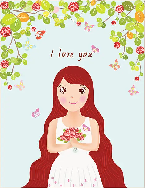 Vector illustration of woman in love