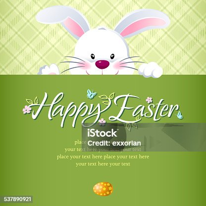 istock Easter Bunny Hiding Behind the Notice 537890921