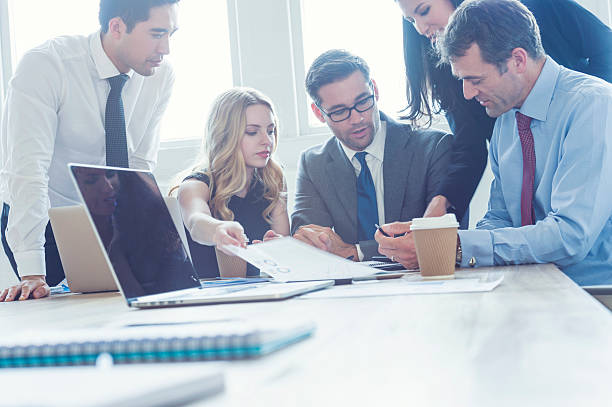 istock Business people in a meeting with technology. 537891986
