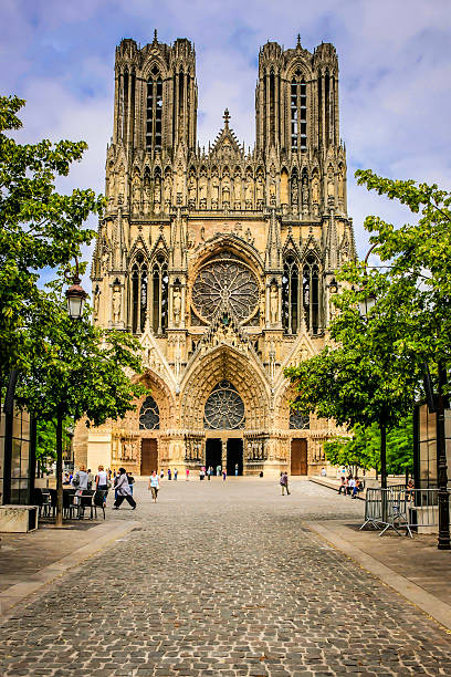 Our Lady of Reims Cathedral in Reims, France stock photo