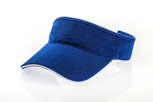 Adult golf blue visor on white background