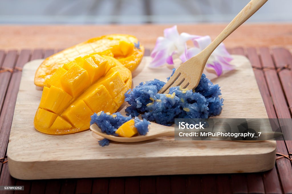 sweet sticky rice pea with mango Mango Fruit Stock Photo