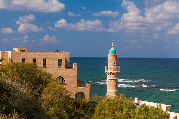 istock View of old Jaffa and big waves. 537893361