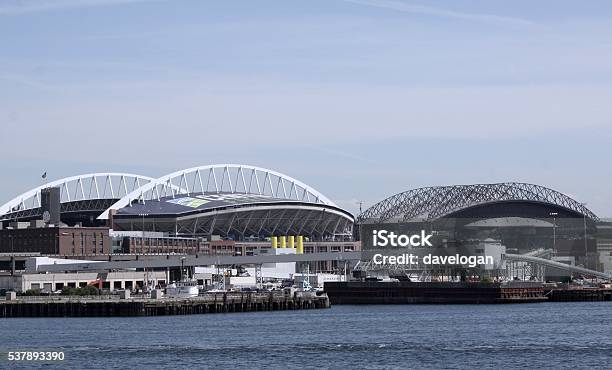 Seattle Seahawks And Mariners Stadiums Stock Photo - Download Image Now - Stadium, Seattle, Building Exterior