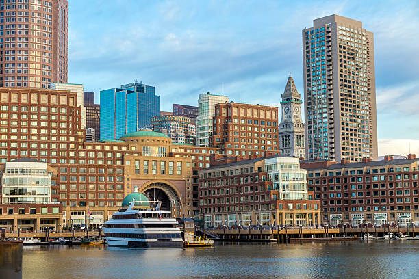 istock Boston waterfront with skyscrapers and bridge 537894173
