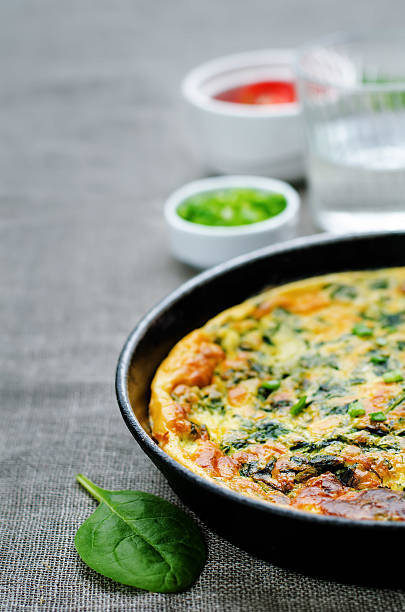 istock baked omelette with spinach, dill, parsley and green onions 537894725