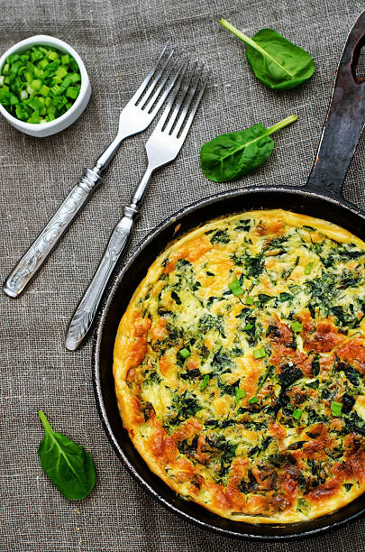 istock baked omelette with spinach, dill, parsley and green onions 537894729
