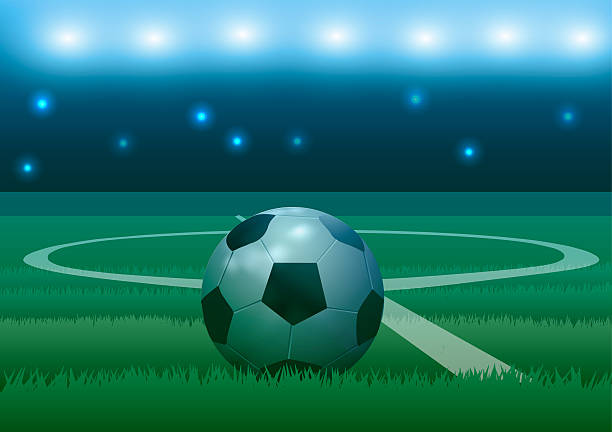 ilustrações de stock, clip art, desenhos animados e ícones de bola de futebol com uma bola de futebol no fundo. - soccer stadium fotografia de stock
