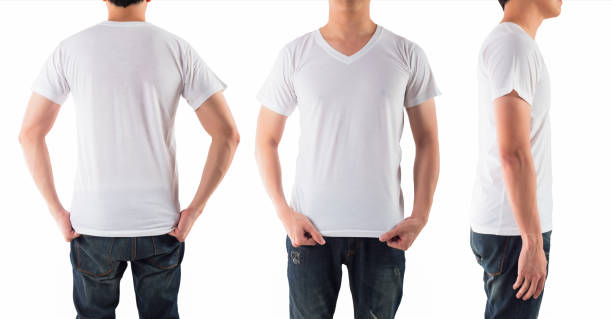 istock Young man with blank white shirt isolated white background 537901308