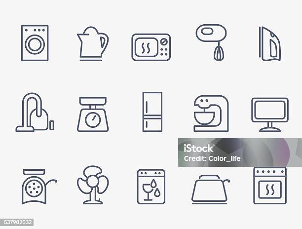 Set Of Household Appliances Icons Stock Illustration - Download Image Now - Icon Symbol, Appliance, Microwave