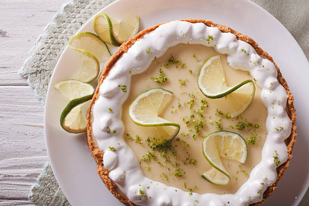 istock key lime pie with whipped cream close-up. Horizontal top view 537902550