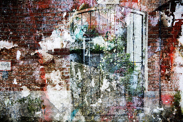 istock abstract double exposure of a brick wall with a gateway 537904034